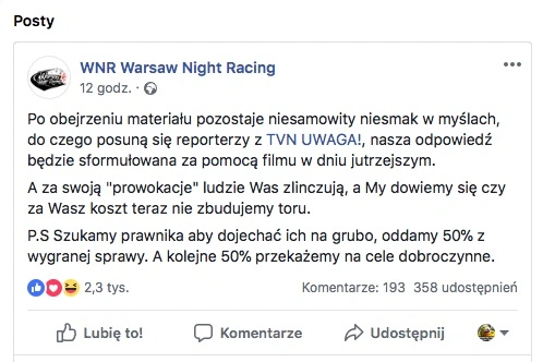 warsaw night racing