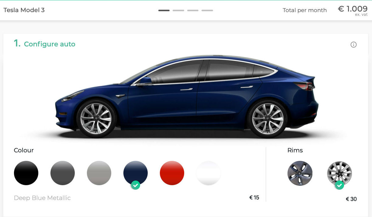 Tesla Model 3 EU konfigurator 