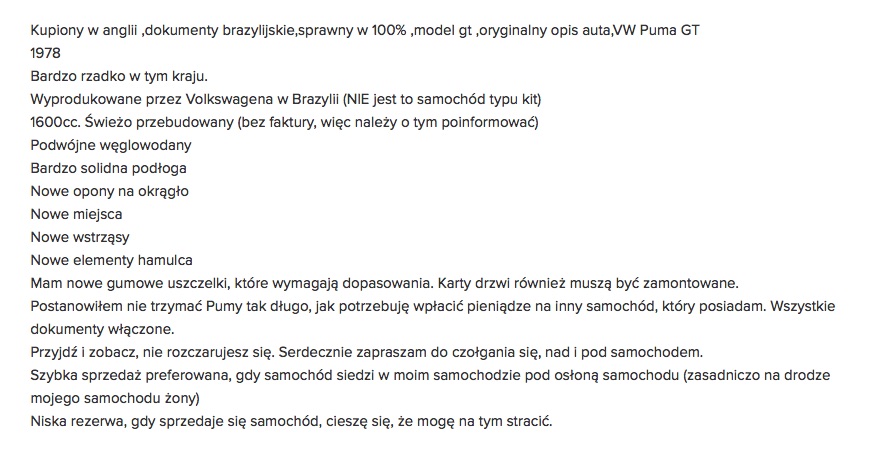 Puma GT na sprzedaż 