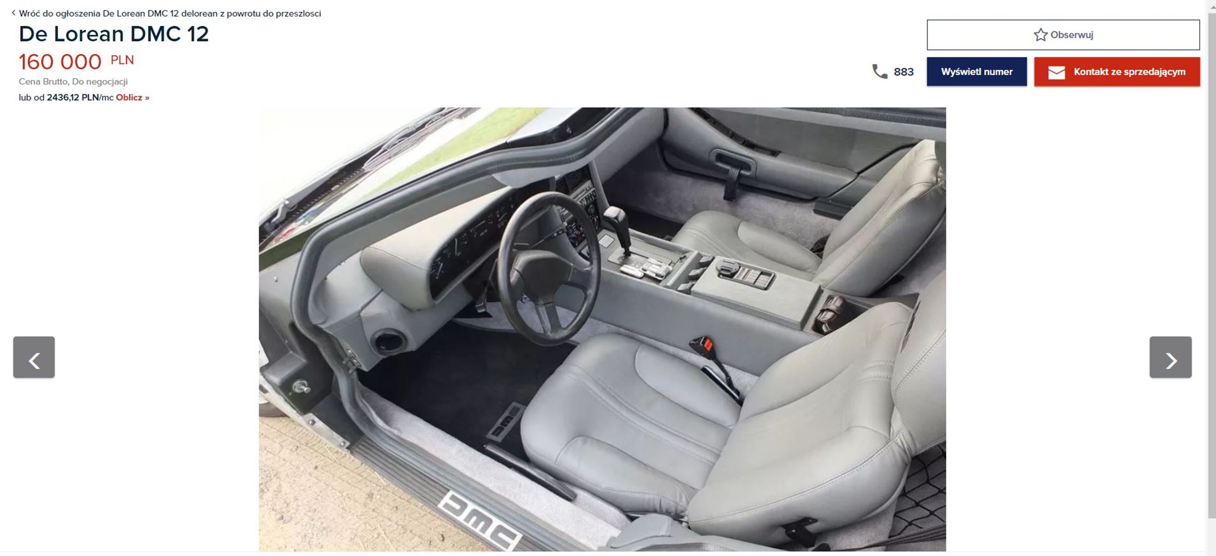 DeLorean na sprzedaż