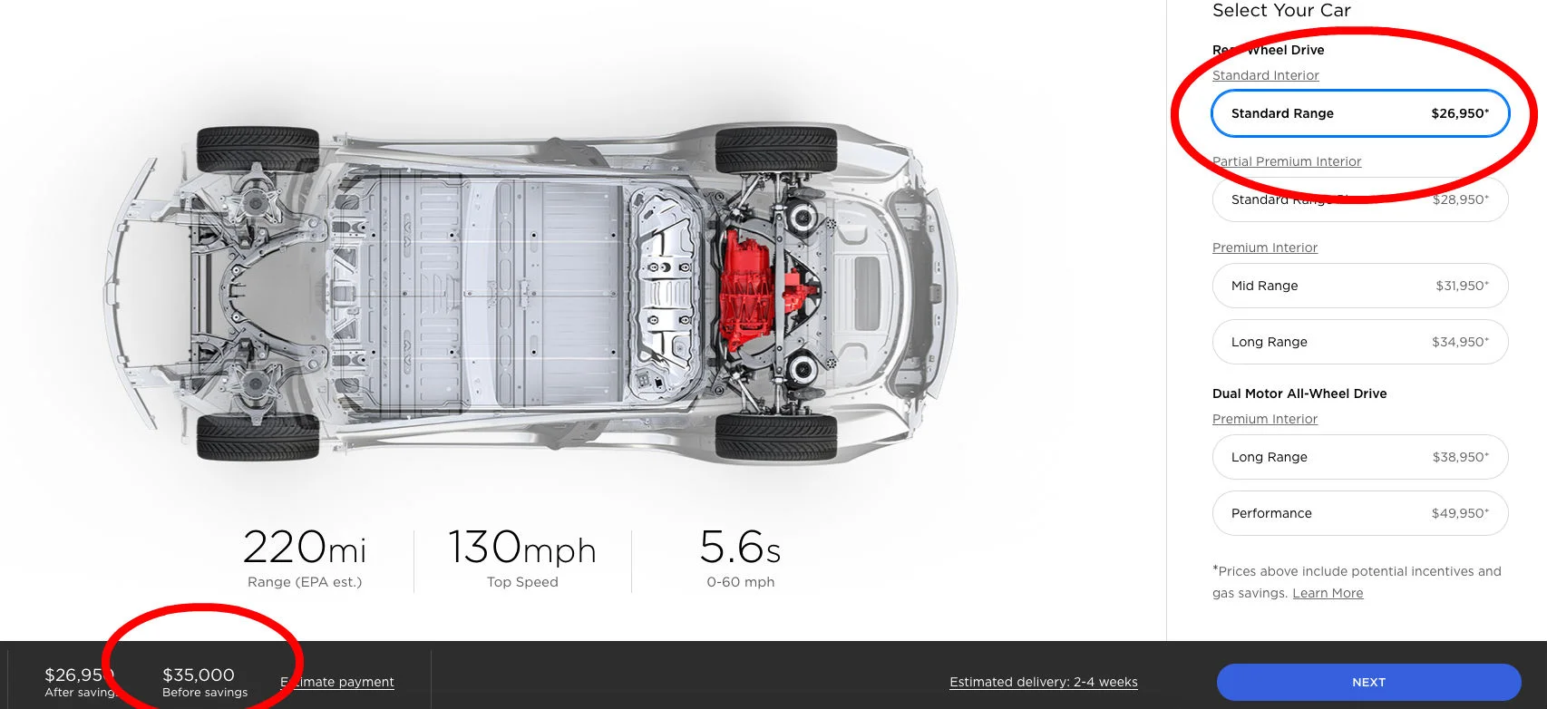 Tesla model 3 najtańsza wersja
