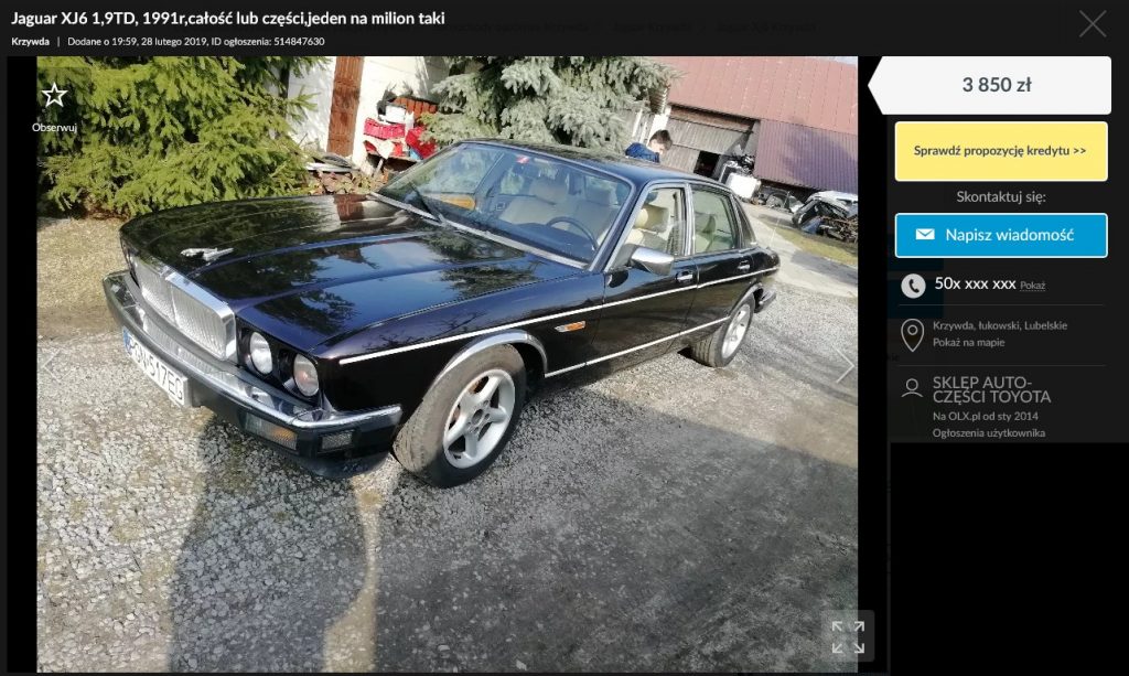 jaguar xj na sprzedaż