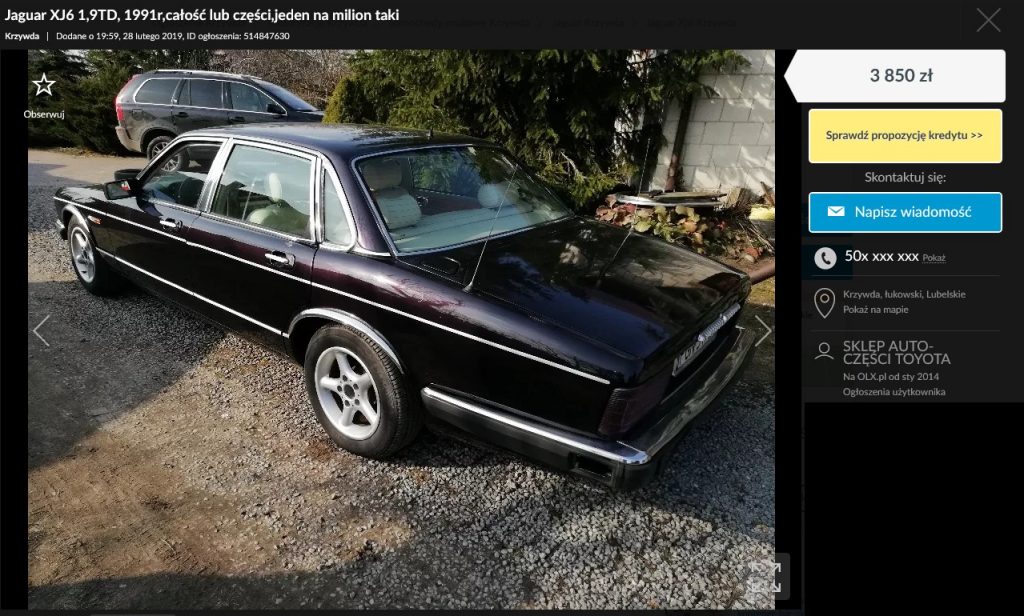 jaguar xj na sprzedaż