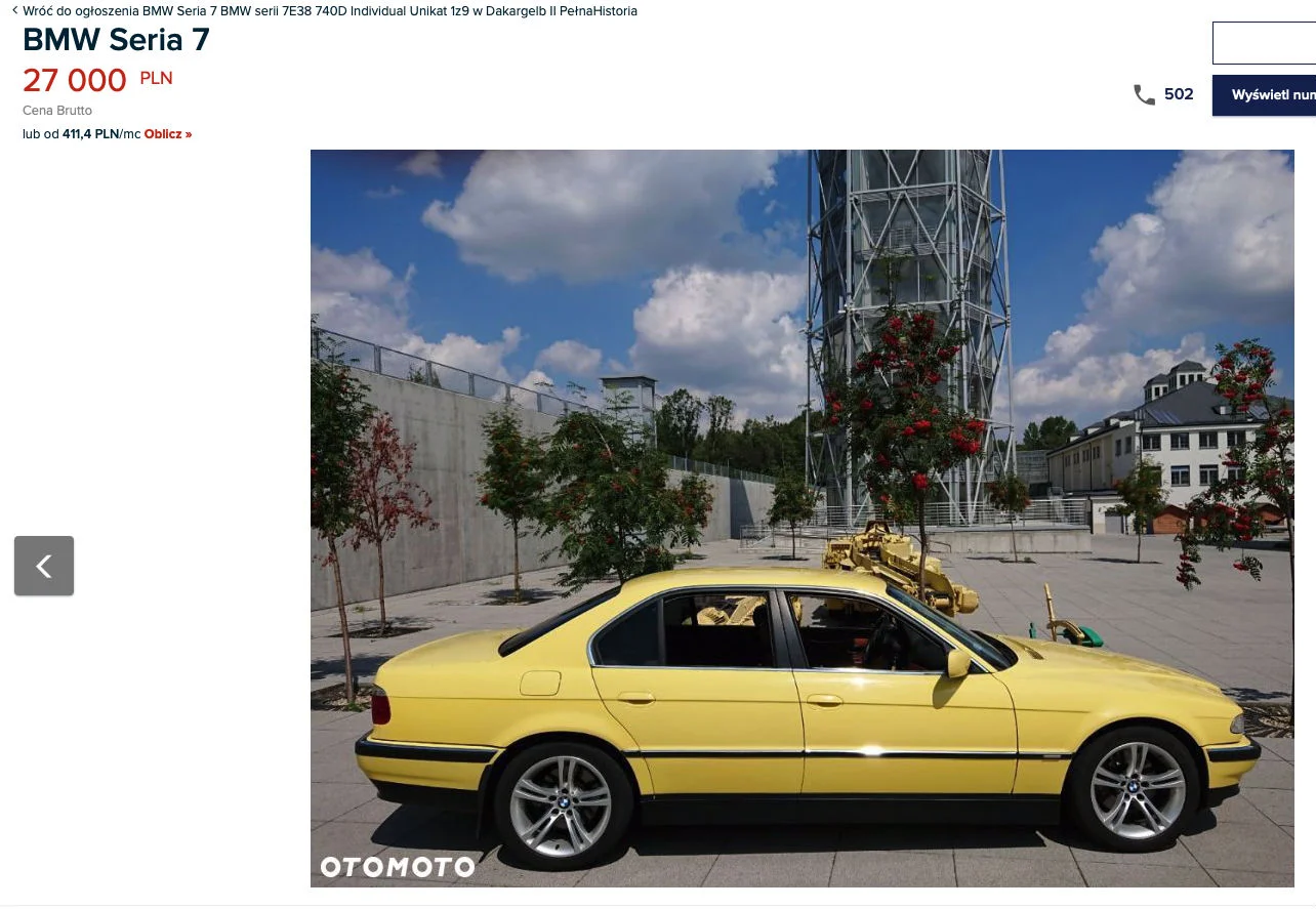 BMW E38 na sprzedaż 