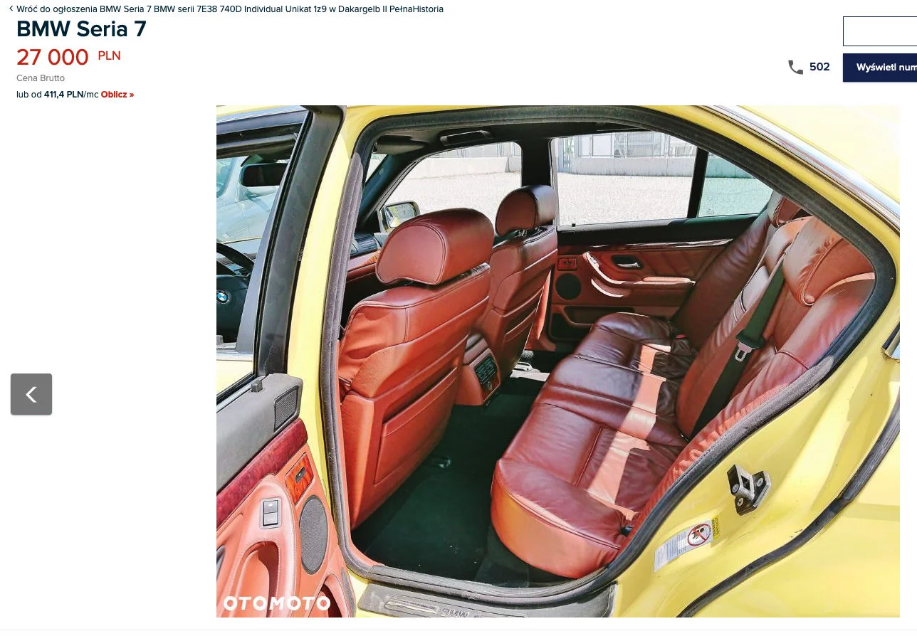 BMW E38 na sprzedaż 