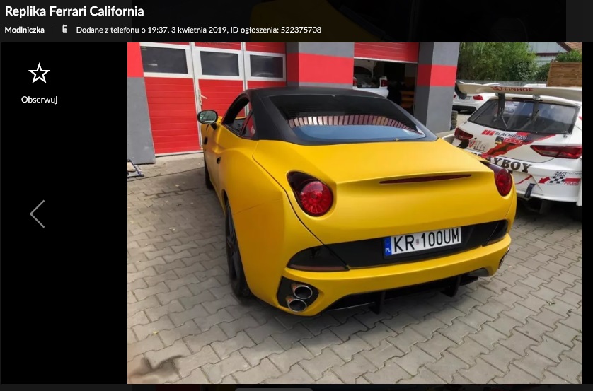 ferrari california garaż dudy 