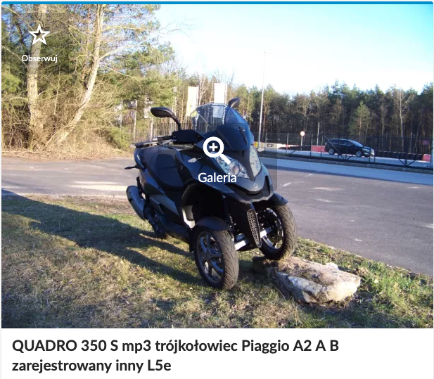 motocykl na kat Quadro 350 