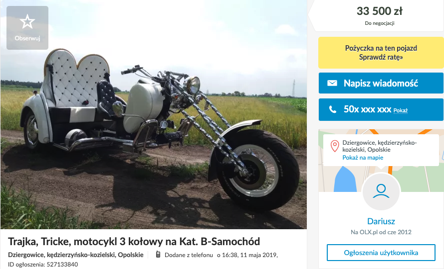motocykl na kat b trajka 