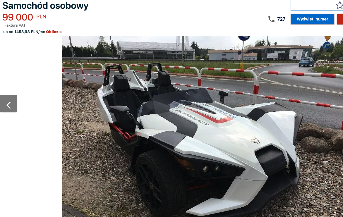 motocykl na kat b polaris slingshot 
