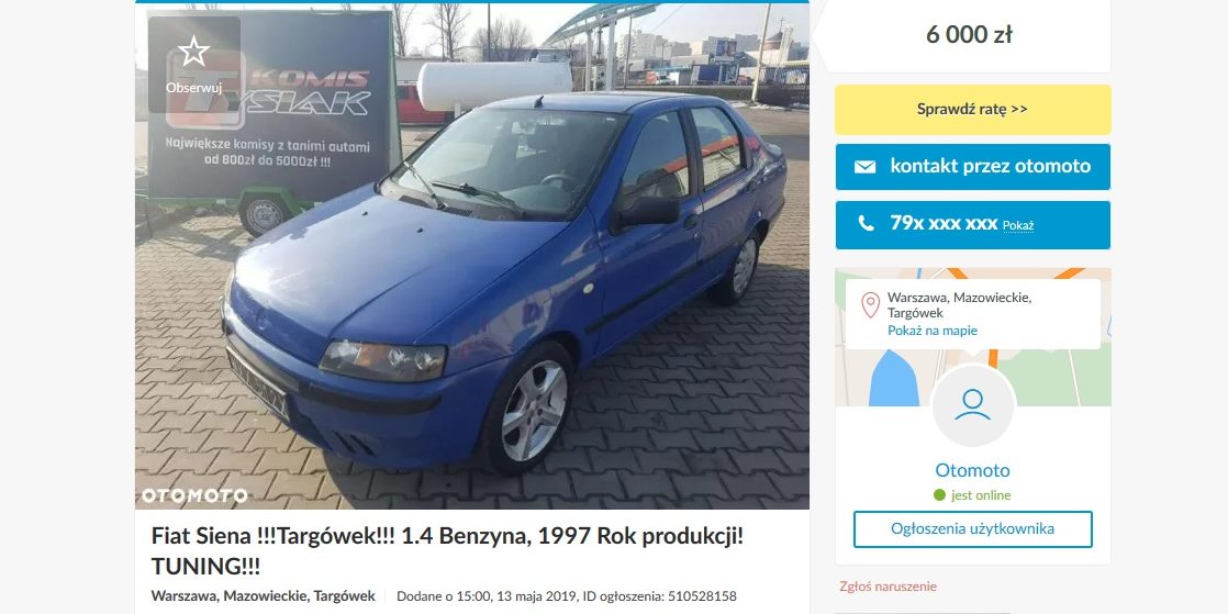 fiat siena na sprzedaż