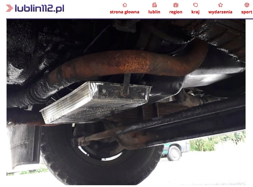 ciężarówka wyciek oleju 
