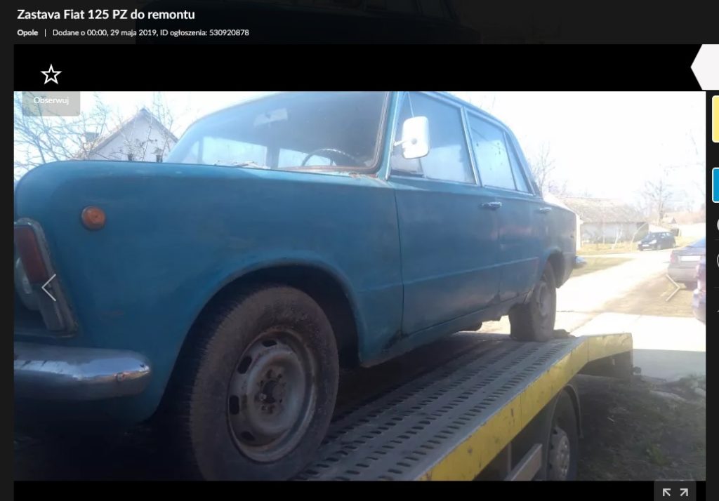 Fiat 125p na sprzedaż Serbia 