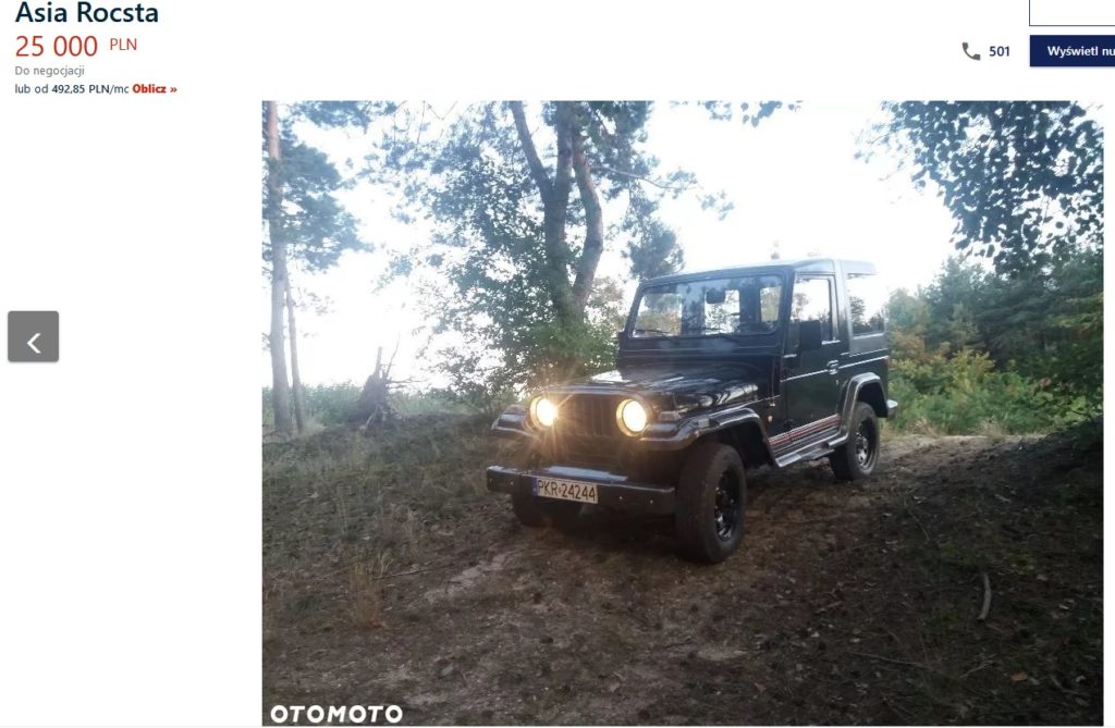 asia rocsta jeep na sprzedaż 