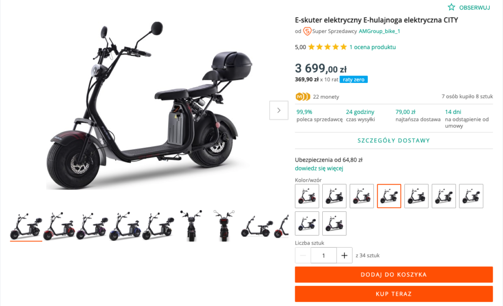 duża hulajnoga elektryczna motorower 