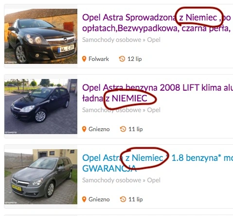 olx samochody gniezno 