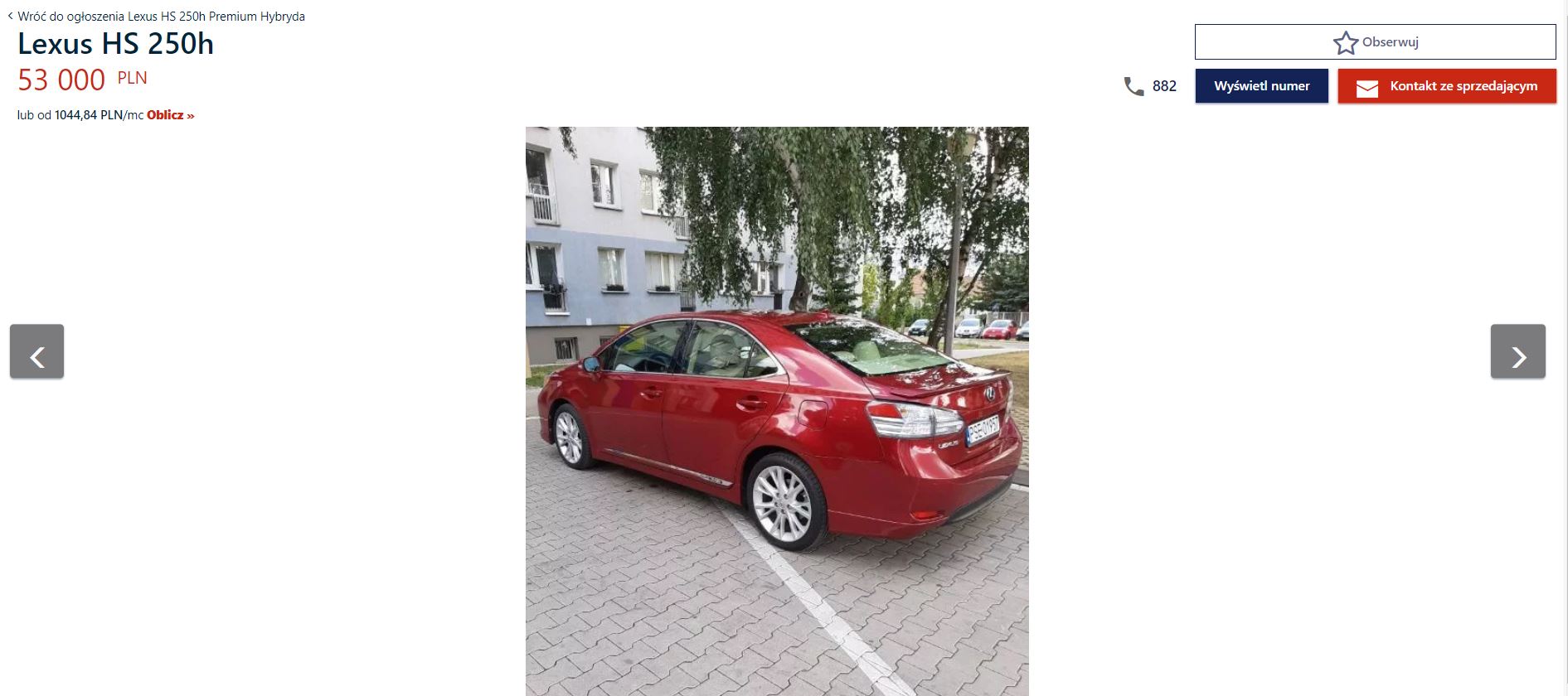 Lexus HS250h na sprzedaż 