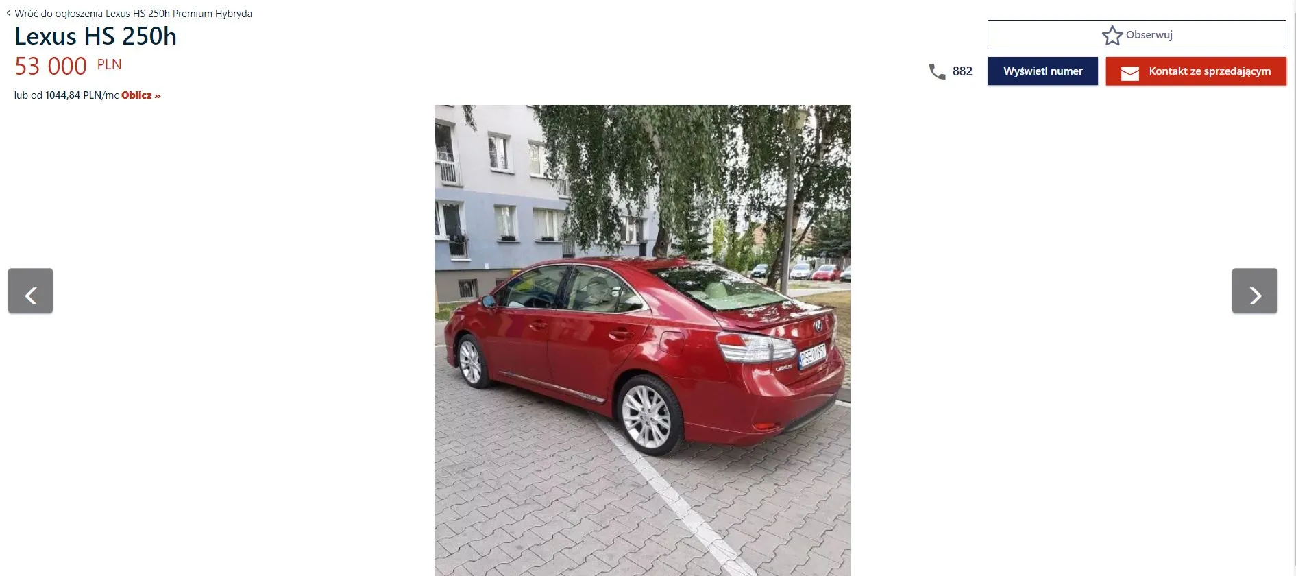 Lexus HS250h na sprzedaż 