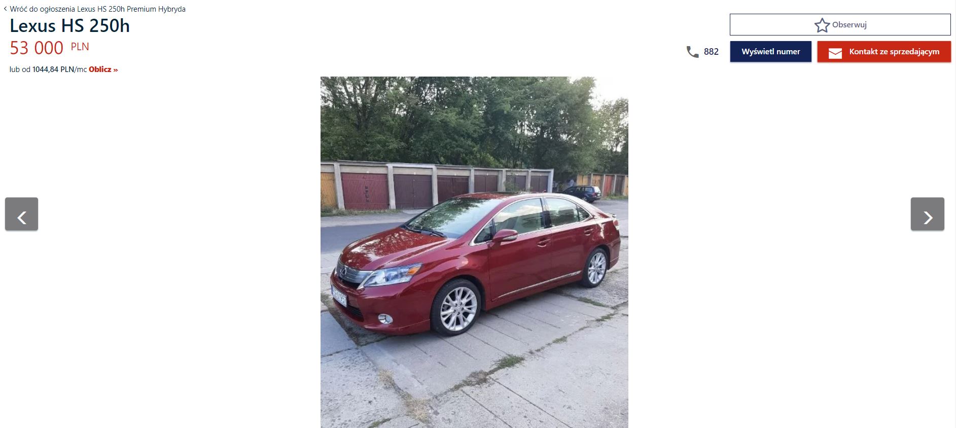 Lexus HS250h na sprzedaż 