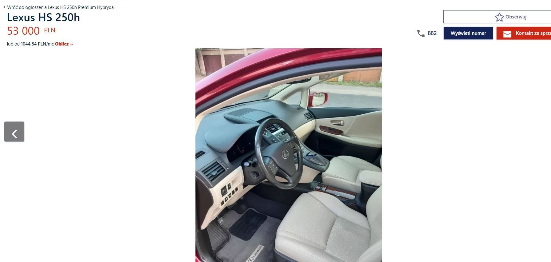Lexus HS250h na sprzedaż 