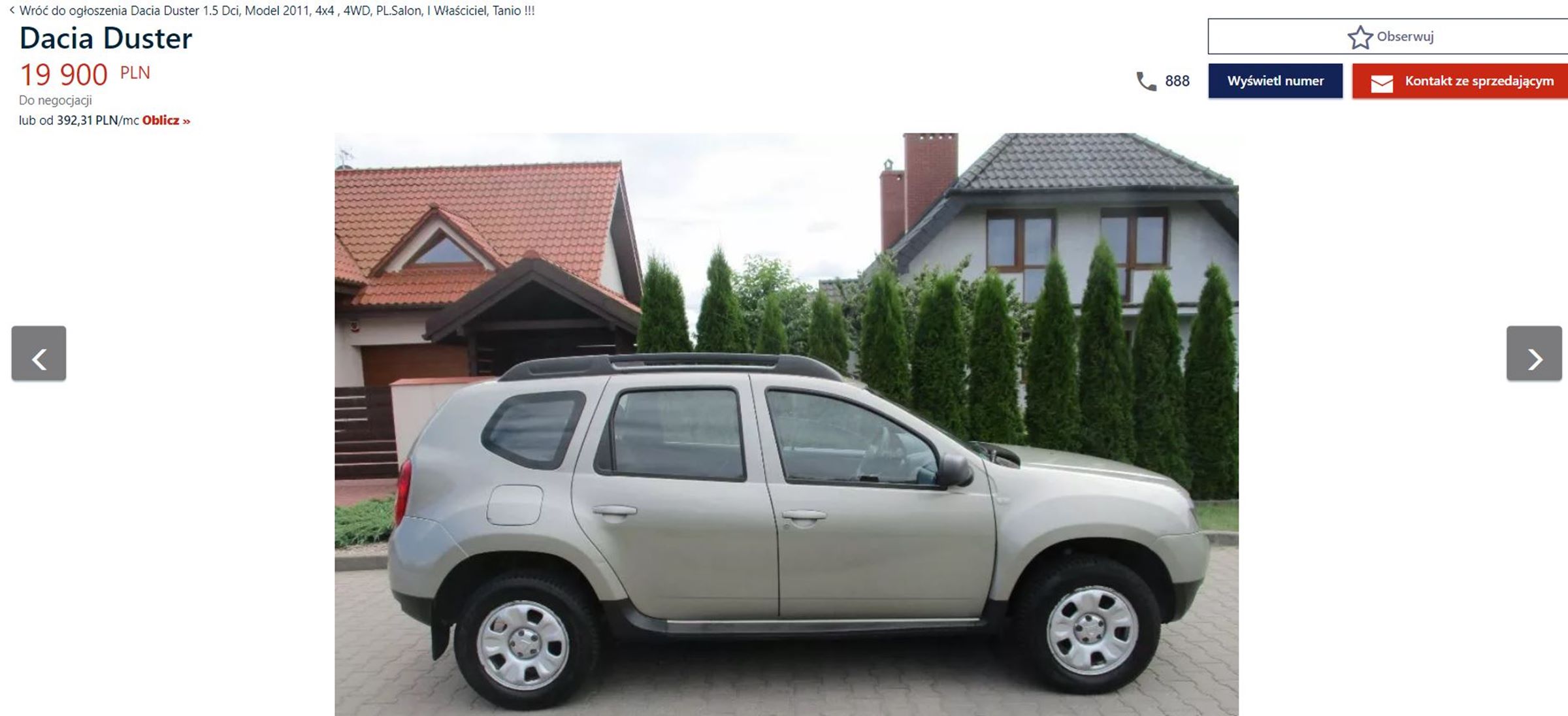Dacia Duster używana 4x4 