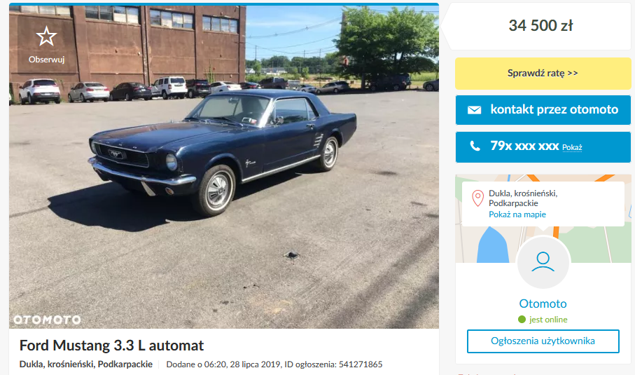 ford mustang na sprzedaż 