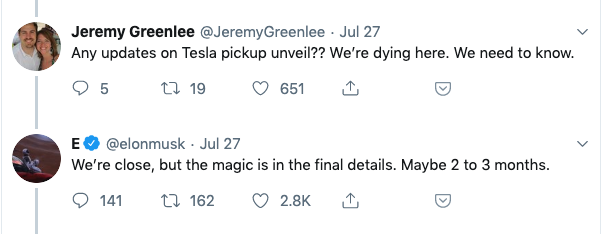 pickup tesla 