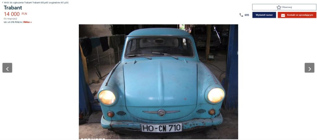 trabant 600 na sprzedaż 