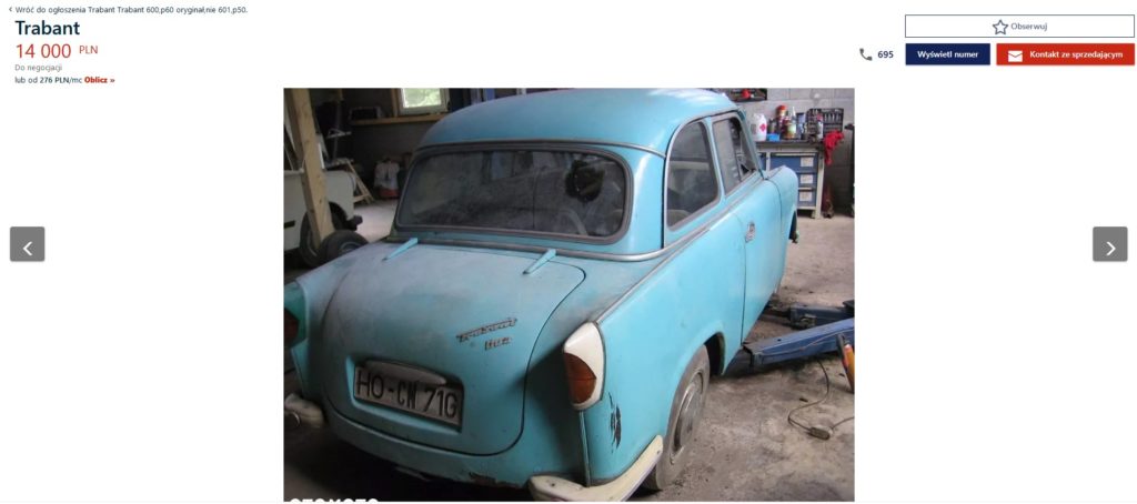 trabant 600 na sprzedaż 