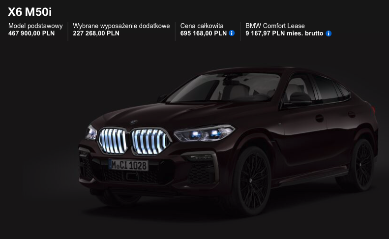 bmw x6 2019 cena 
