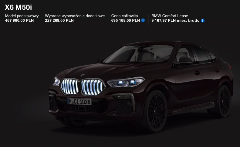 bmw x6 2019 cena 