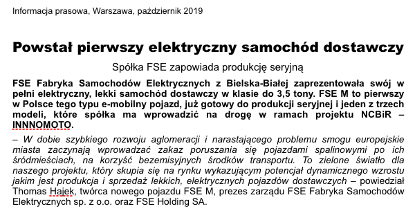 polski elektryczny samochód dostawczy 