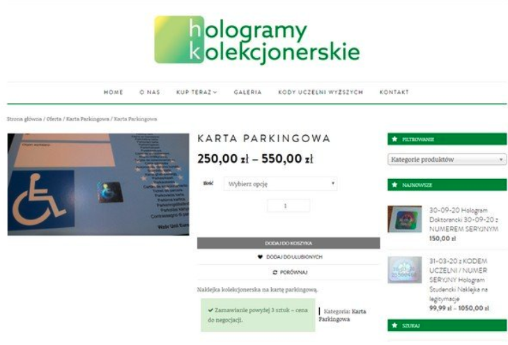 parkowanie na miejscu dla niepełnosprawnych karta 