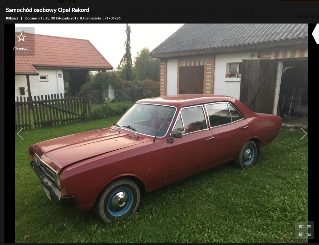 opel rekord na sprzedaż 