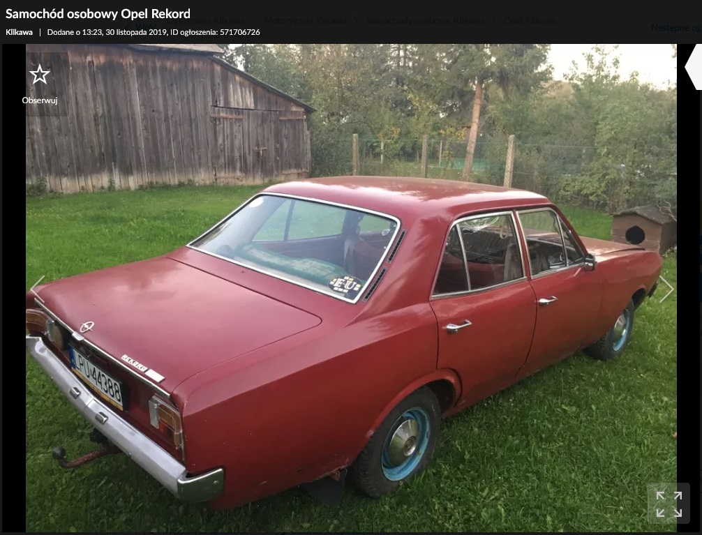 opel rekord na sprzedaż 