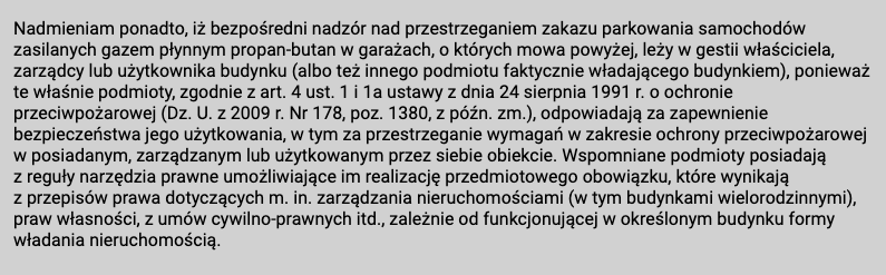 samochód lpg w garażu podziemnym 