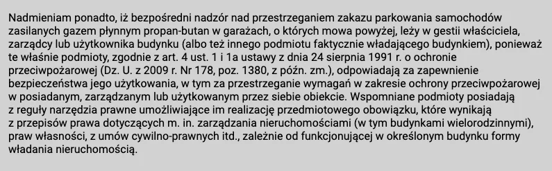 samochód lpg w garażu podziemnym