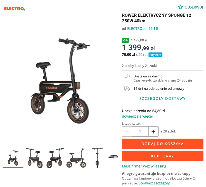 elektryczny rower allegro