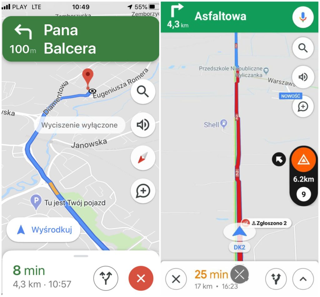 iphone vs android mapy google 