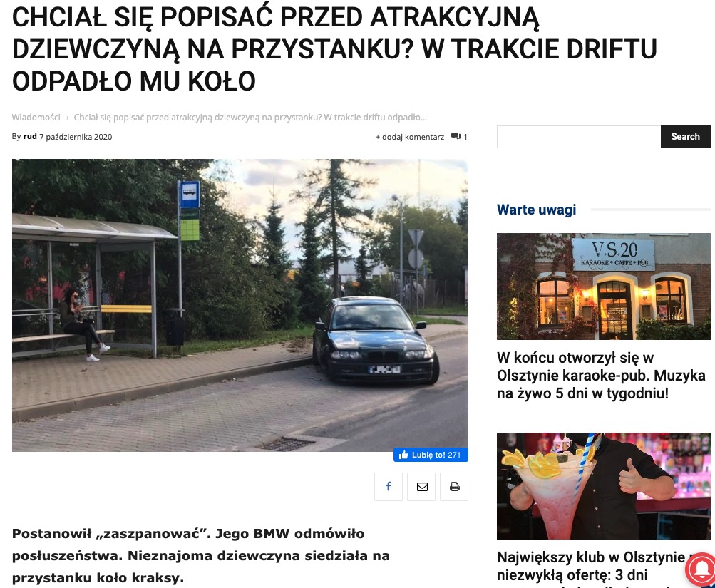 wjechał w przystanek 