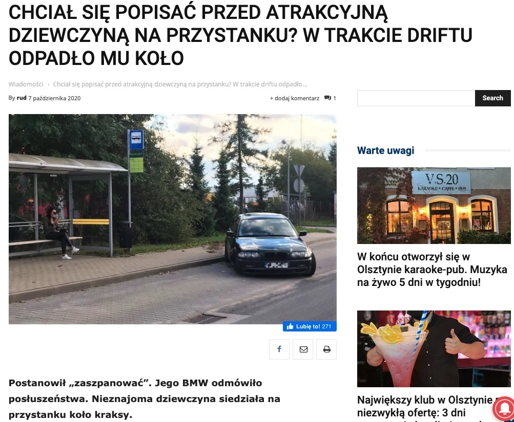 wjechał w przystanek