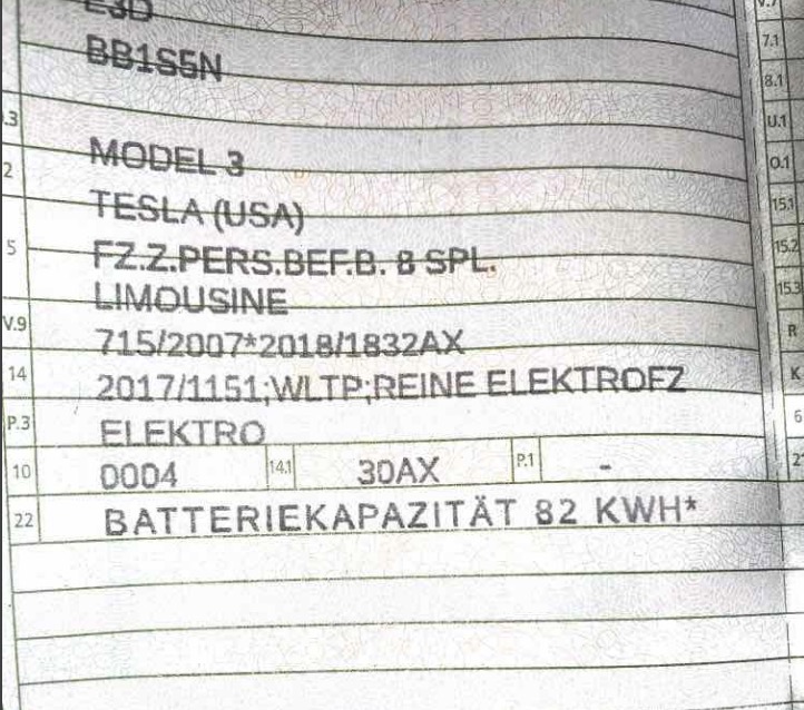 tesla model 3 pojemność baterii 