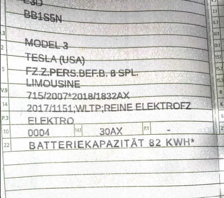 tesla model 3 pojemność baterii