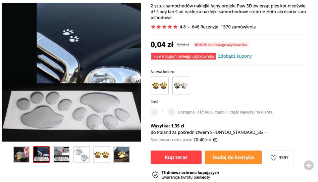 łapy kota z aliexpress 