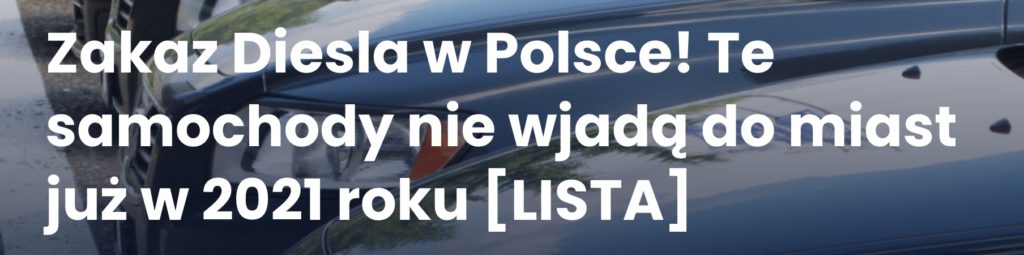 zakaz wjazdu diesli do miast 