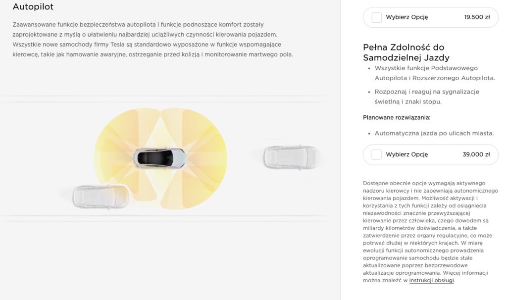 tesla fsd cena w pln 