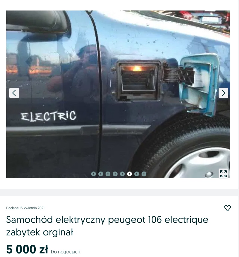 tani elektryczny samochód peugeot 106 electrique 