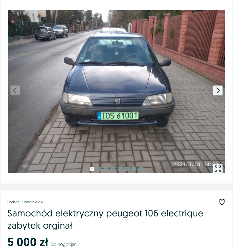 tanie elektryczny samochód peugeot 106 electrique 