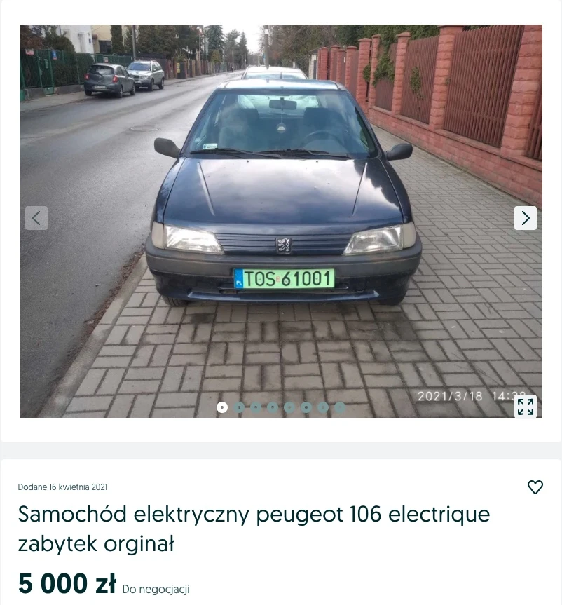tanie elektryczny samochód peugeot 106 electrique 