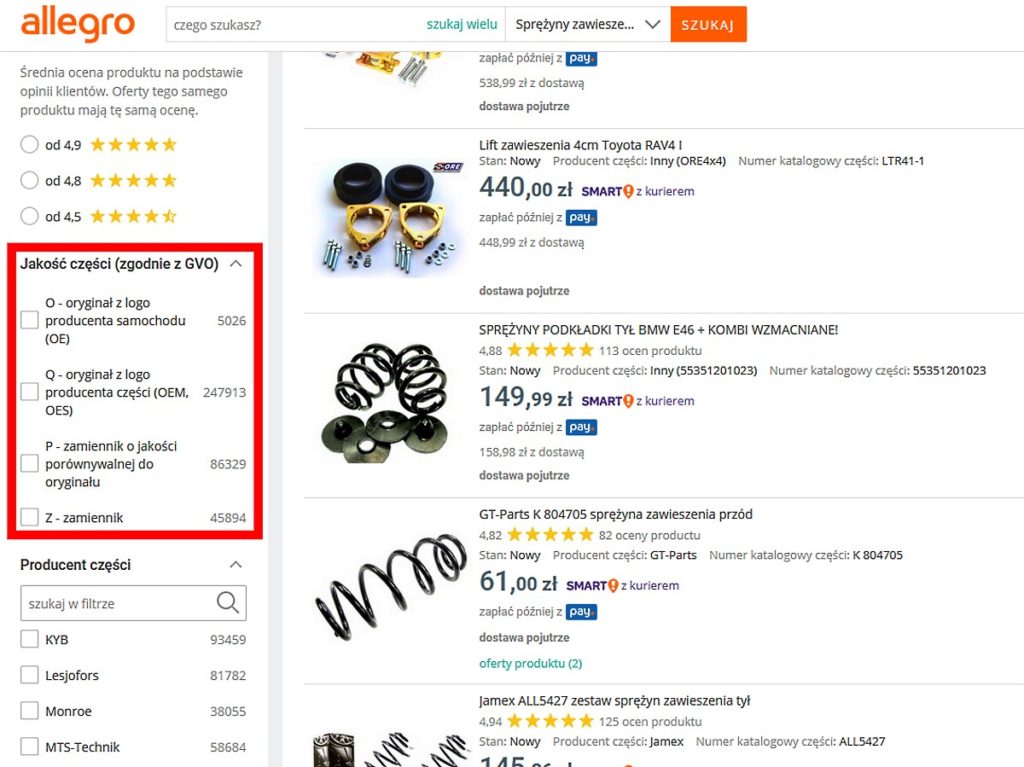 części zamienne OEM 