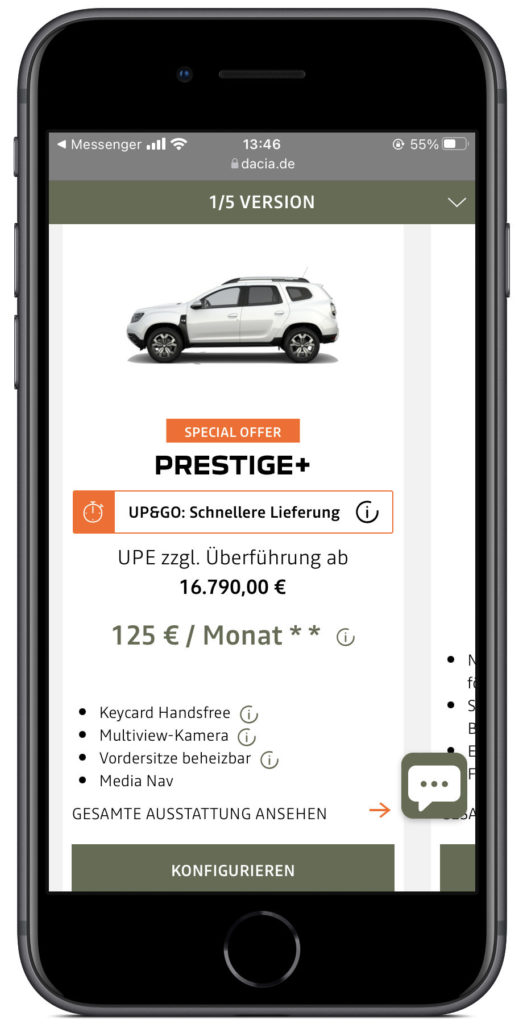 Dacia Duster konfigurator